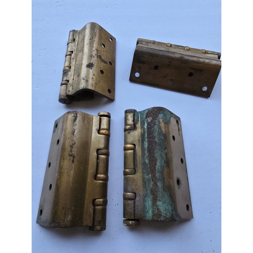 Vintage 1920s Solid Brass Door Hinges with Original Patina – Made in USA Lot 4
